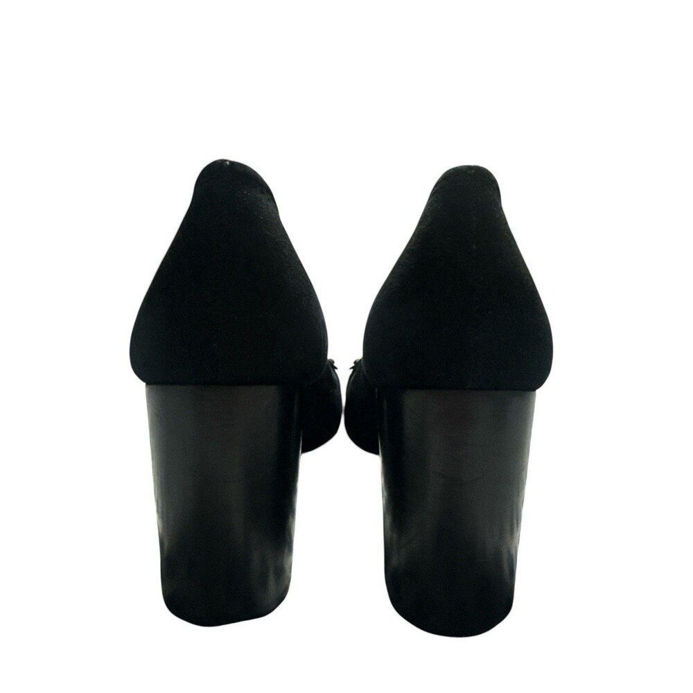 Tory Burch Mini Miller 85mm Block Heel Pumps Black Suede Logo Heels 8.5M - Picture 5 of 11